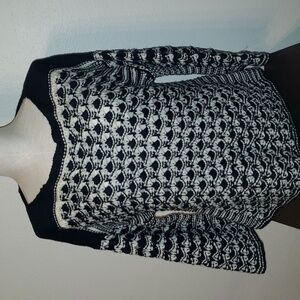Freeway boat neck  open weave wool blend sweater